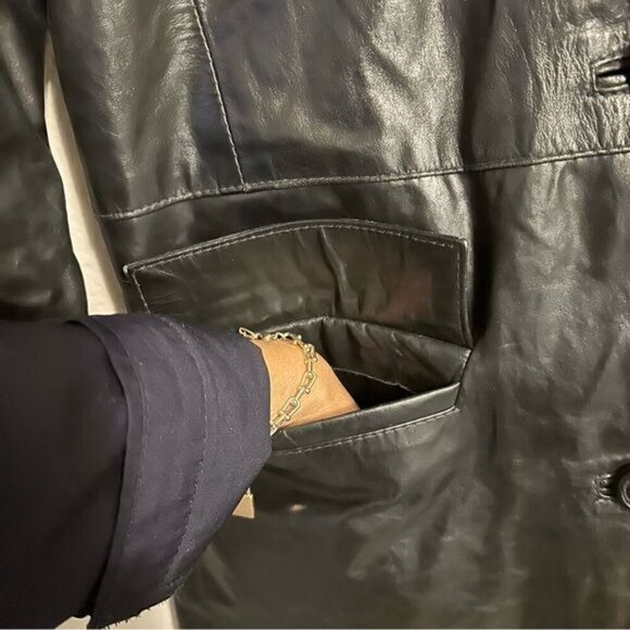 Noa Noa Trinity Matrix Grunge Black Leather Coat Size Medium Edgy E Girl - Picture 8 of 14